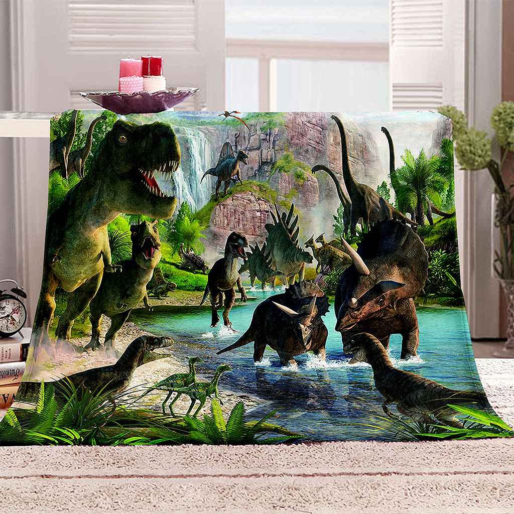 Couverture flanelle dinosaure plaid doux fini les pieds froids