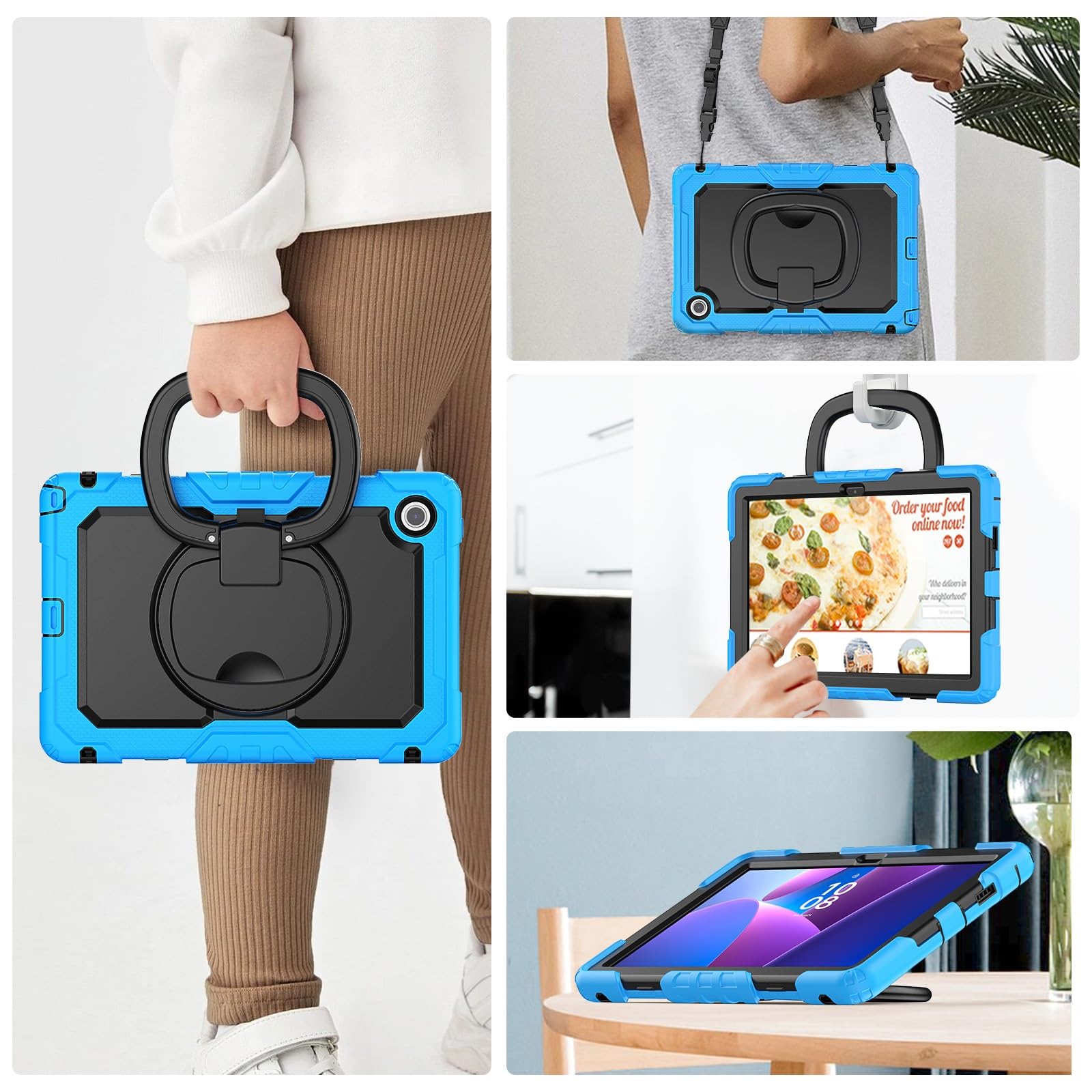 Ochronne etui na tablet Kompatybilny z Lenovo Tab 10.1 (TB-311XU) / K10C TB311FU 2025 Etui z folią ochronną ekranu, pełne etui ochronne, solidna obudowa, obrotowy uchwyt, etui silikonowe Pełna ochrona