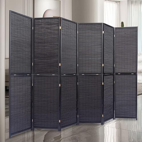 JVVMNJLK Divisor de habitación de bambú de 6 paneles, pantalla de privacidad plegable de 6 pies de alto, divisor de división para separación de