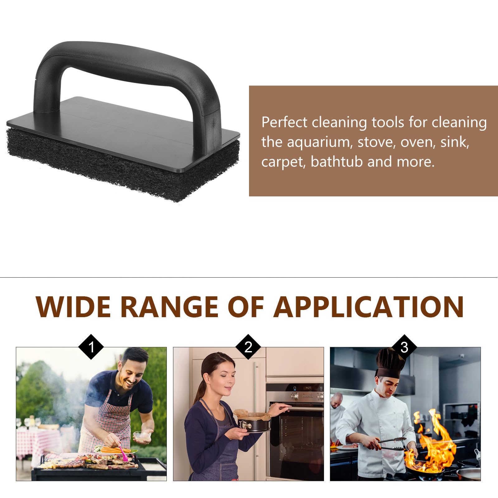 Set de Brosses Cuisine Noires PP pour Nettoyage Barbecue et Plancha