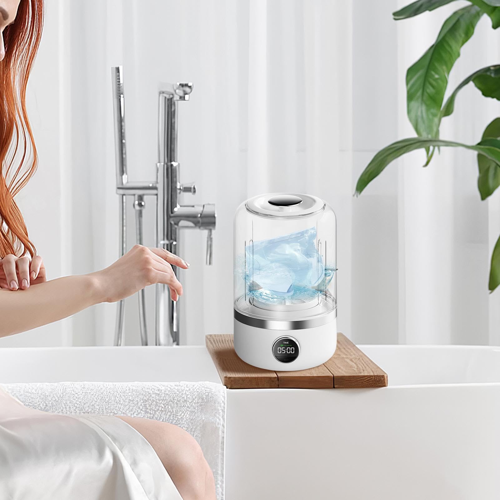 Underwear Washer, Portable Panty Washing Machine with Double Cleaning Modes, Compact Silent Laundry Appliance for Travel Apartment Dorm Camping Use, 13x14.3x21.1cm, White