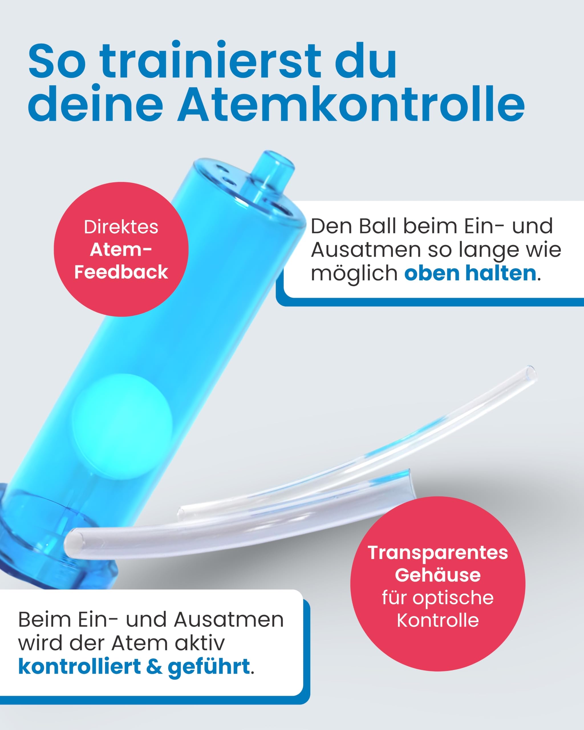 HaB Musiker-Set Flow-Ball ULTRA + Breath Builder I Atemtrainer zur Optimierung einer konstanten Luftsäule & zur Optimierung des Lungenvolumens I Atemtrainings-Set für in- & exspiratorische Atemübungen