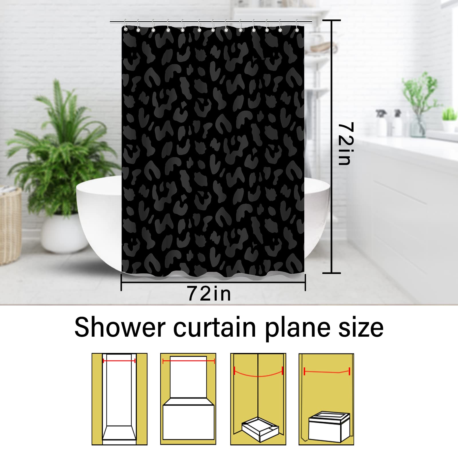 Amazon｜ZTTXL ヒョウ柄チーターシャワーカーテン (72インチ x 72