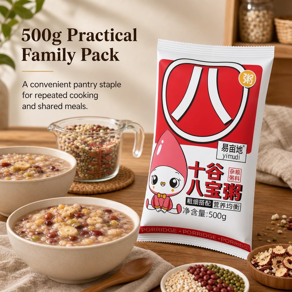 500 G X 2 Mieszanka Owsianki Eight Treasure - 10-ziarnista Laba Congee, Pożywne Płatki Śniadaniowe, Pełnoziarniste Ziarna I Fasola Do Szybkiego Gotowania