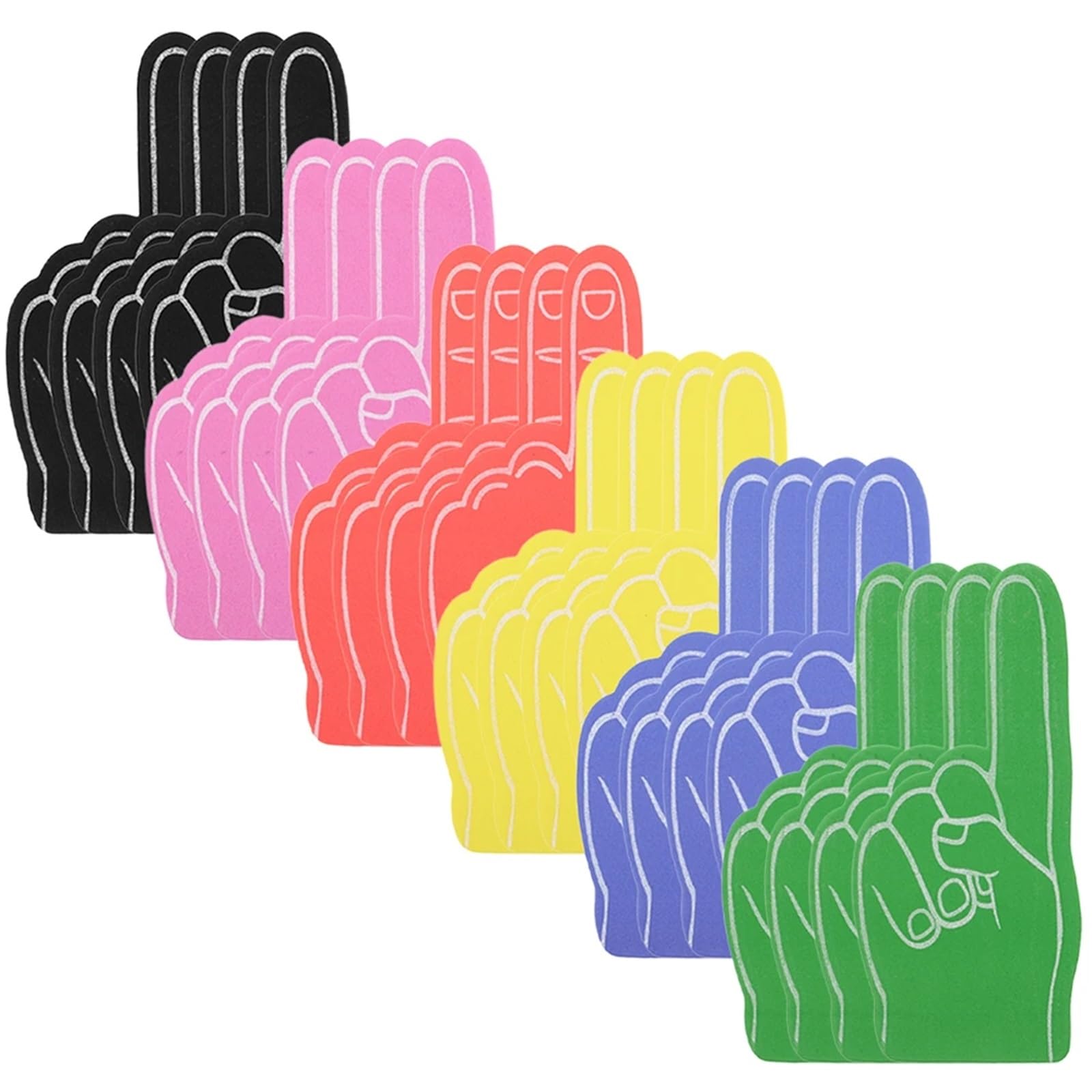 24pcs Foam Finger Cheering Hand Party Favors Sports Event Supplies Cheerleading Props Lightweight Comfortable Foams Fingers for Parties Celebration