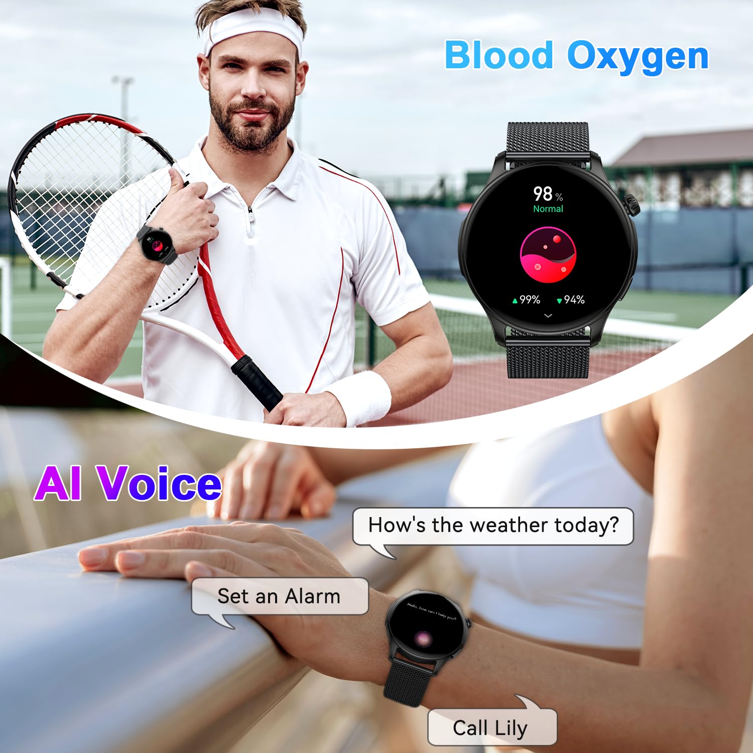 Smart Watch for Men Women Fitness: Make Answer Call Running Digital Mens Watches Waterproof Smartwatch Android Phone iPhone Samsung Compatible Step Pedometer Tracker Heart Rate Sleep SpO2 Monitor