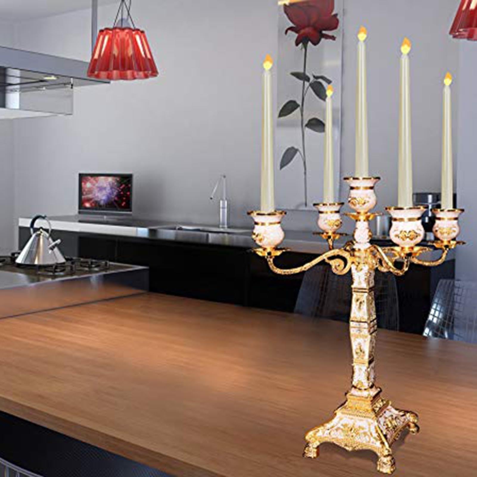 Portacandele - Candelabro A 5 Bracci In Stile Europeo, In Metallo; Ideale Per Cene, Feste E Anniversari