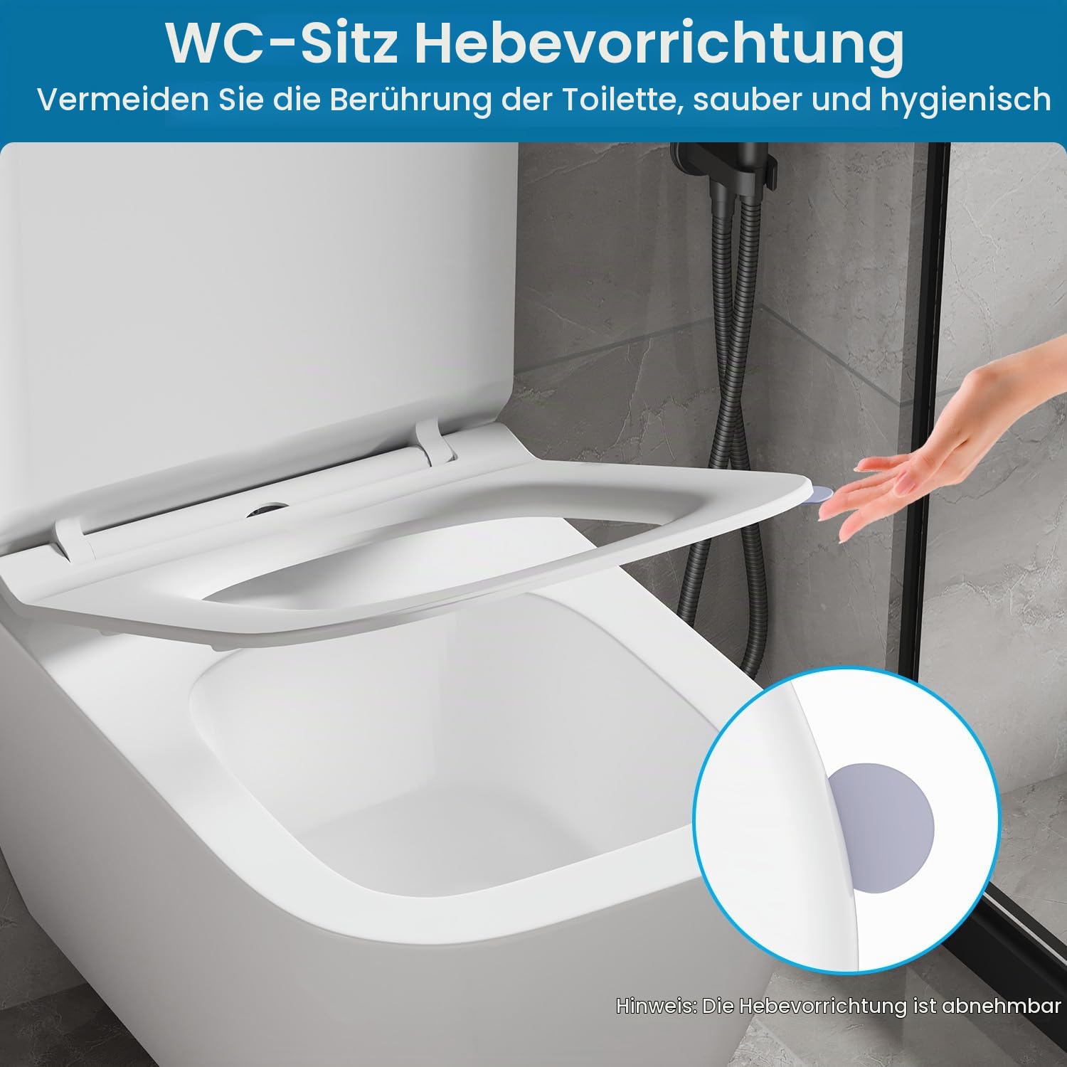 Klodeckel mit Absenkautomatik Eckig Form, Toilettendeckel Duroplast, WC-Sitz Einfache Montage und Reinigung, Klodeckel mit Quick-Release-Funktion, Klobrille Softclose, Toilettensitz Weiß