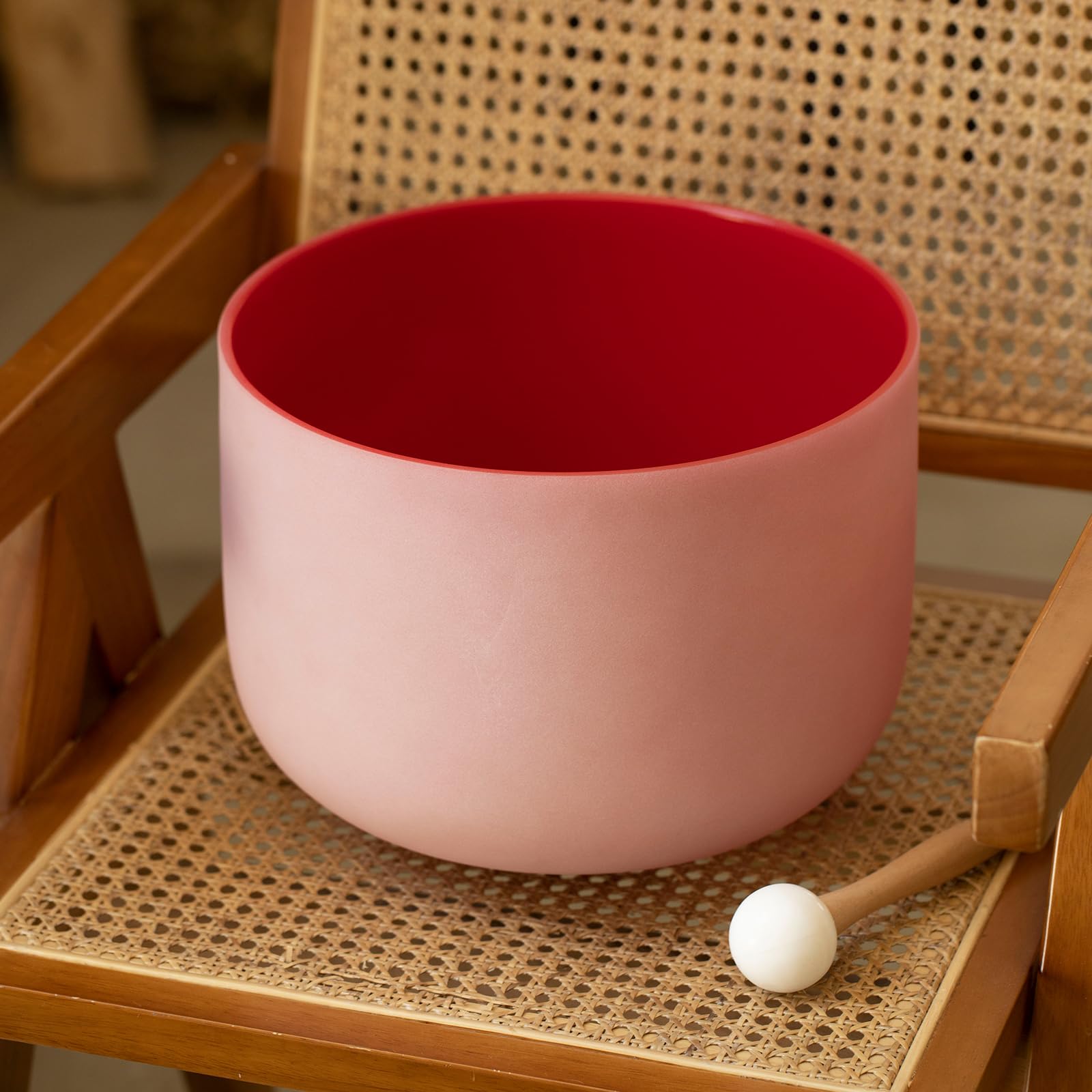 Hye-eun Campana tibetana in cristallo di quarzo smerigliato da 25,4 cm, nota do, 432 Hz, chakra radice, rosso, senza custodia per il trasporto, per yoga, guarigione, energia sonora, vibrazione