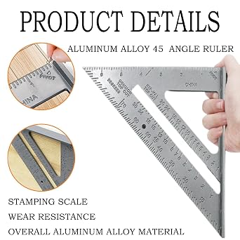 2 Pcs Combination Square, Incl 11.81inch/300mm Combination Square With Spirit Level, And A Silver 7-Inch Imperial Triangle Ruler At 90 Degrees For Accurate And Adjustable Woodworking Measurement