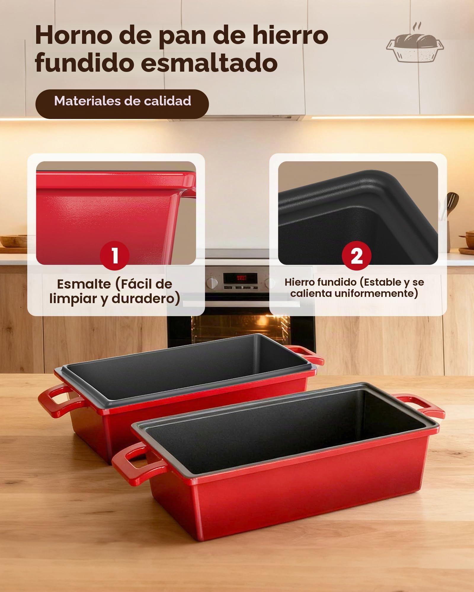 iHomara Molde para pan con tapa – 21 cm, olla de hierro fundido para hornear pan, molde 2 en 1 que se puede usar tanto como bandeja de horno de hierro fundido como como olla para pan | Pan, olla de hierro fundido para hornear pan, molde de hierro fundido,