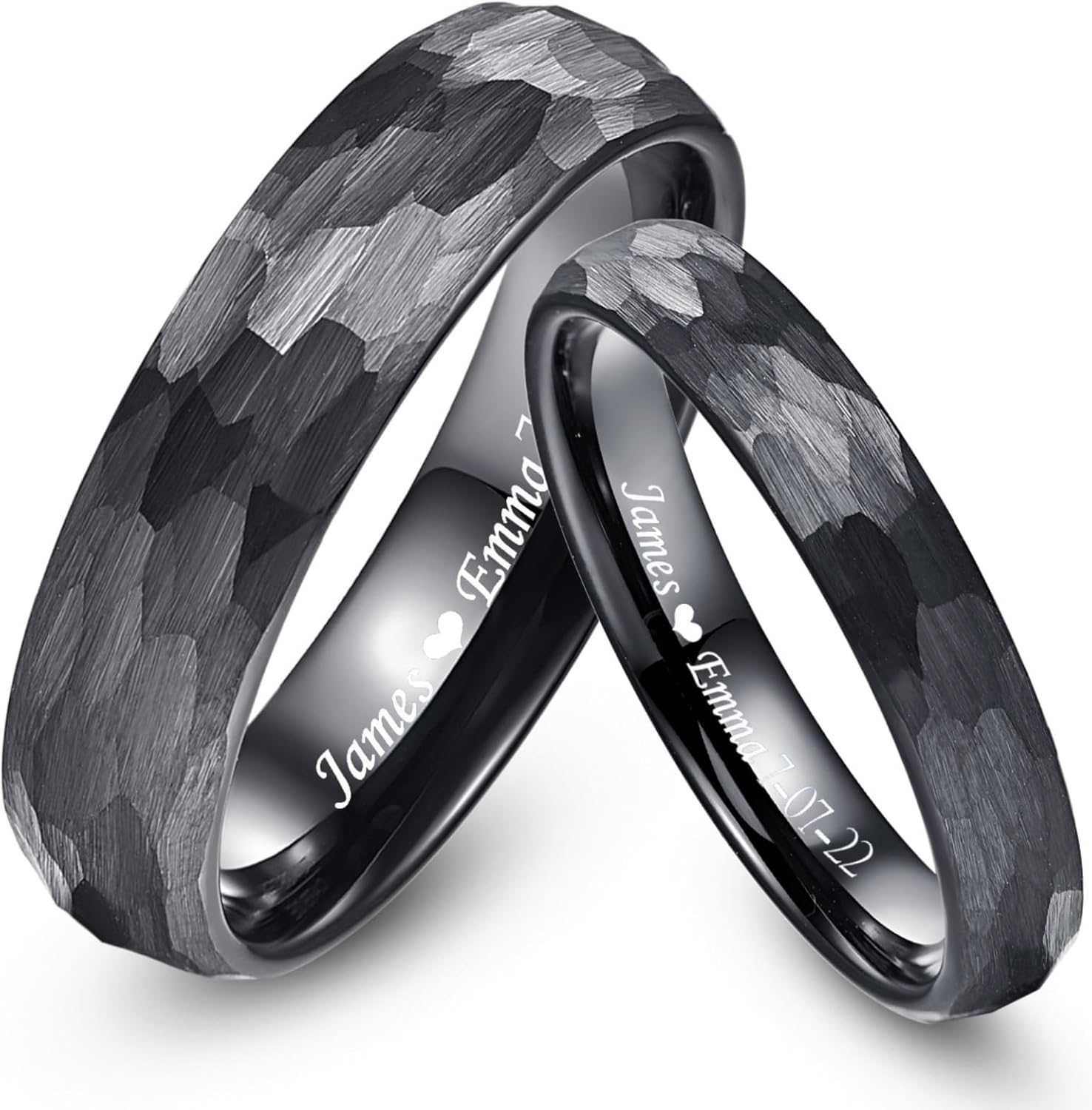 Personalized Ring for Couples 4mm 6mm Silver Gold Plated and Silver Rose Gold Plated Customized Tungsten Engraved Engagement Wedding Band