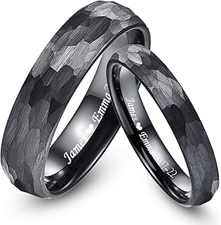 Personalized Ring for Couples 4mm 6mm Silver Gold Plated and Silver Rose Gold Plated Customized Tungsten Engraved Engagement Wedding Band