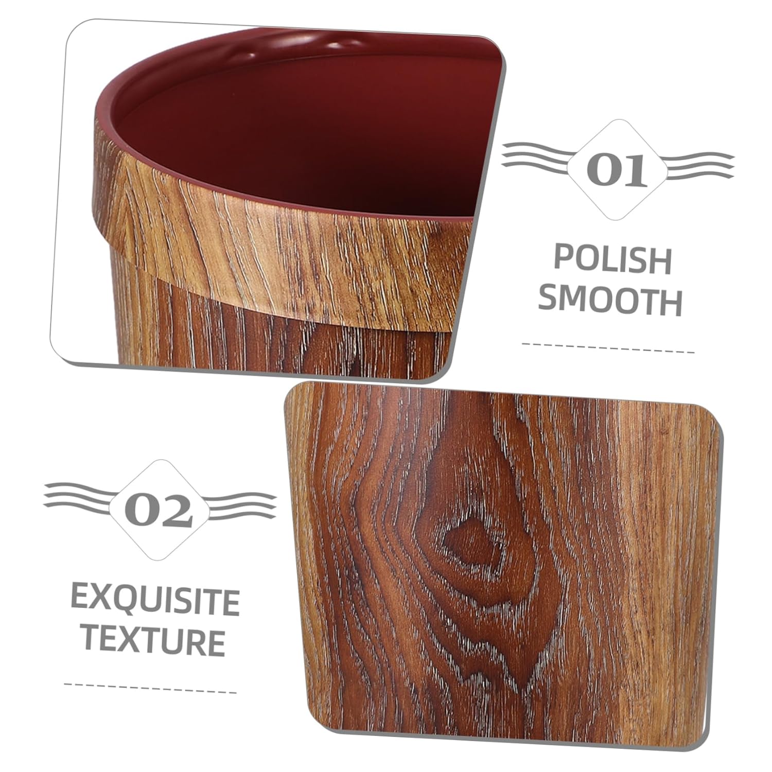 NUOBESTY Garbage Trash Can Vintage Waste Can Plastic Garbage Plastic Wood Grain Trash for Bedroom Living Room Bathroom
