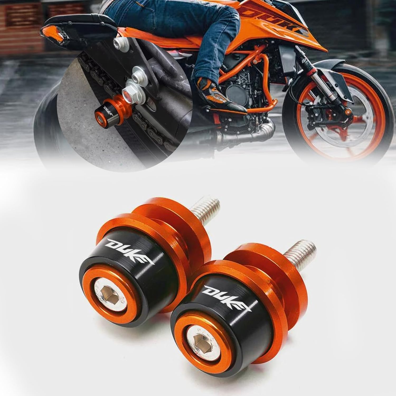 For DUKE390 duke390 250 790 890 2018-2024 CNC Aluminum Alloy 10MM Swingarm Spools Slider Stand Screw duke390 250 790 890 Accessories (One pair in orange)