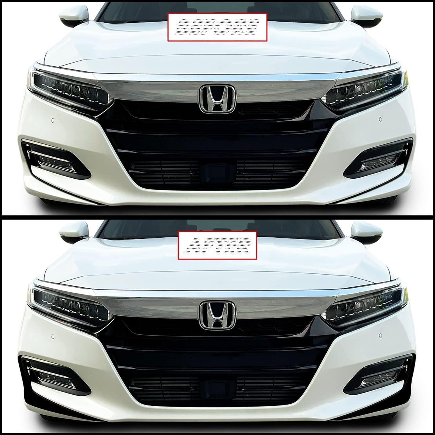 SlickMod Blackout Vinyl Overlay for 2018-2020 Honda Accord Sedan Bumper Side Splitter Fang (Satin Black)