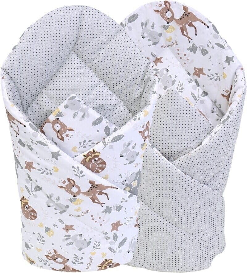 Babymam Baby Swaddle Wrap Newborn Bedding Blanket DOTS GREY/Deer and Friends