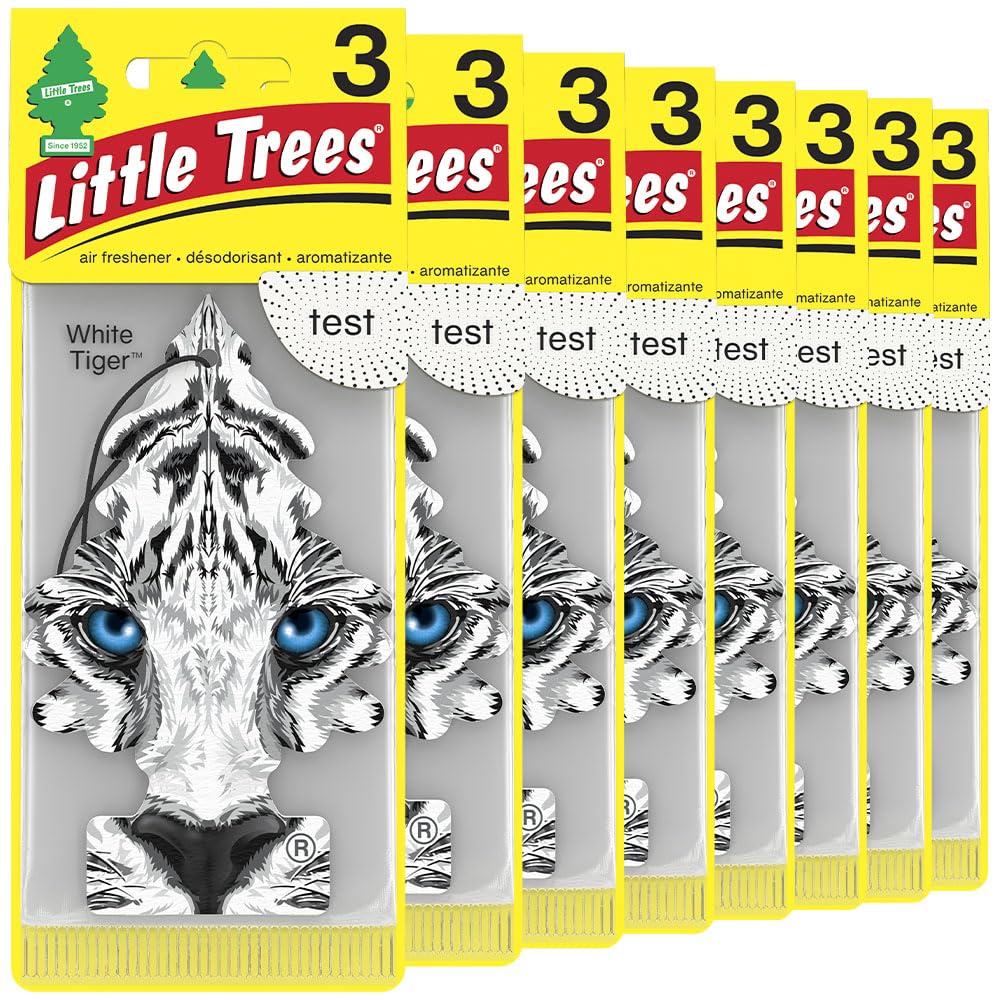 LITTLE TREES Car Air Freshener | Hanging Tree Provides Long Lasting Scent for Auto and Home | White Tiger, 24 Air Fresheners
