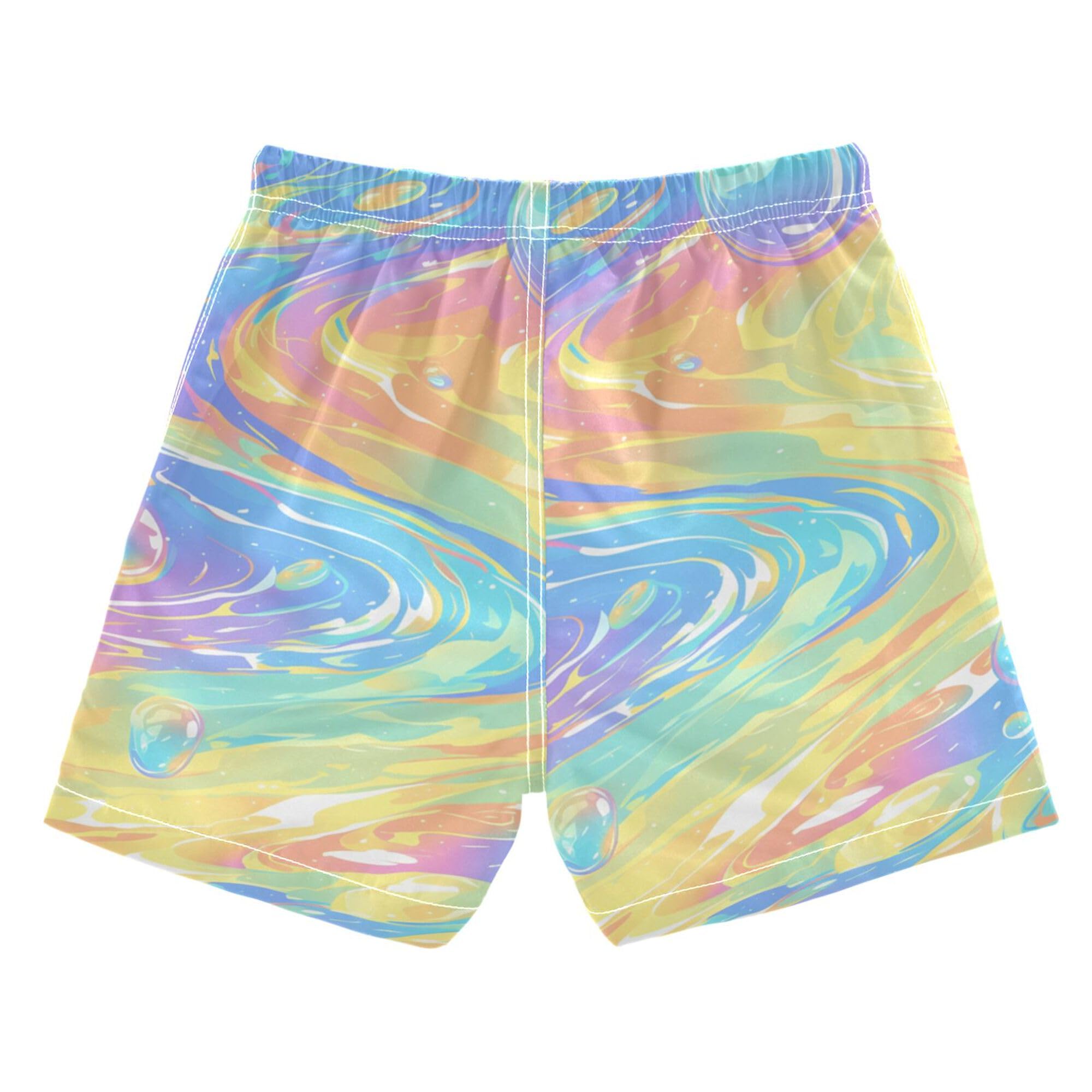 Rainbow Colorful Waves Fluid Toddler Swimming Suit Quick Dry Boys Kayaking Shorts Kids Swimwears Son's Presents 2T