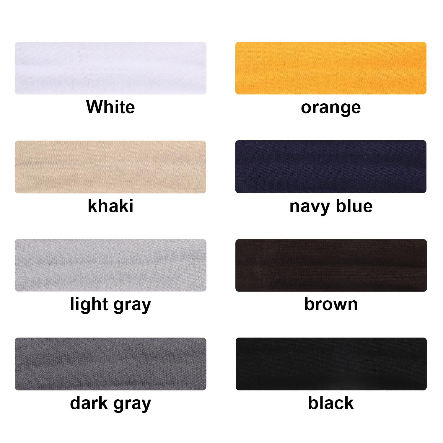Lot De 8 Bandeaux De Sport Unisexes - 8 Couleurs - Polyester Extensible - 20,5 X 5 Cm - Pour Cheveux Fins Ou épais