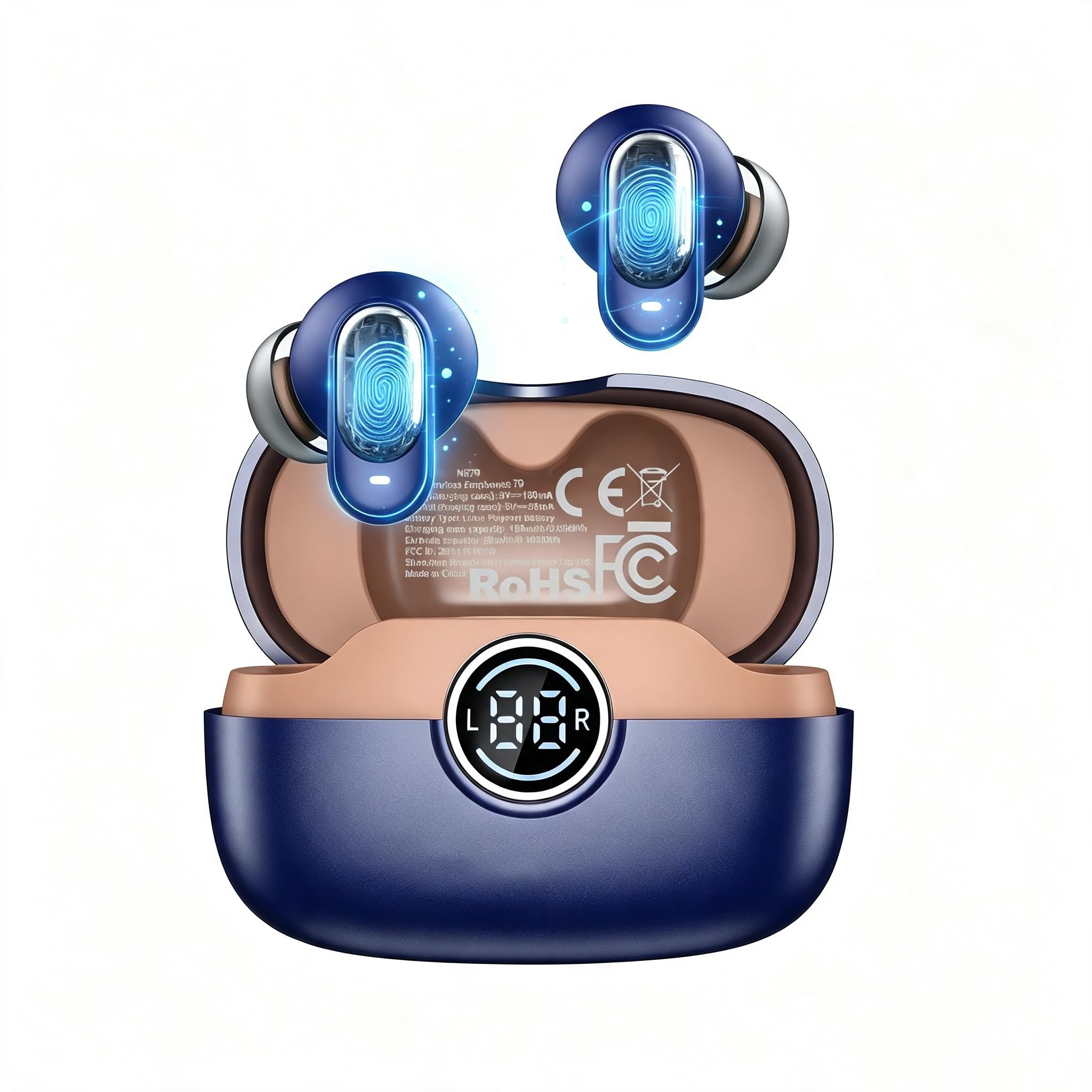 Wireless Bluetooth Earbuds, NE79 AI Translation Earbuds, 164 Languages, Bluetooth 6.0 Wireless Headphones with LED Display &amp; ANC, 60H Playtime, IPX7, Hi-Fi Stereo Sound for Travel, Business, Workout