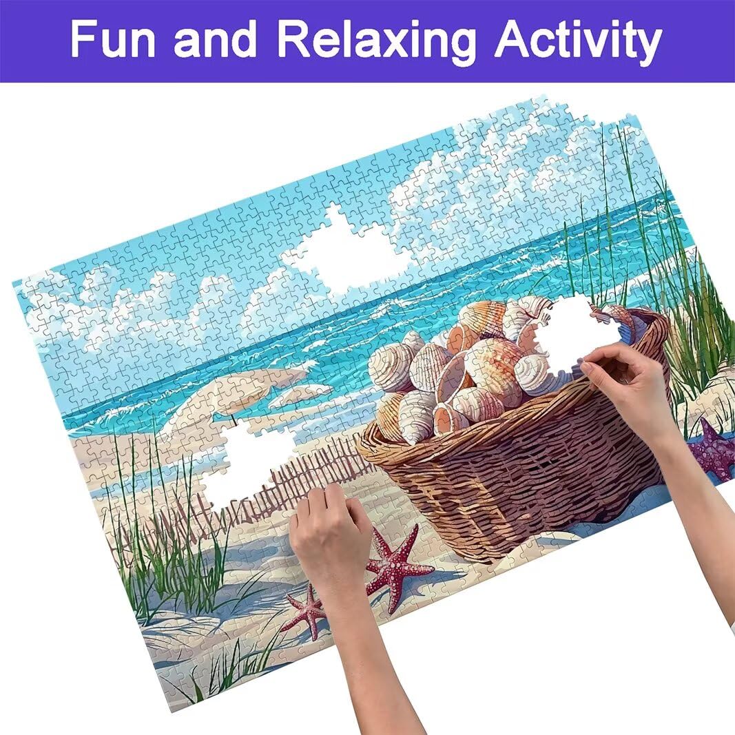 Puzzle 5000 Pezzi Arte per Adulti e Ragazzi, Puzzle Spiaggia in Legno per Adulti, Puzzles 5000 Pezzi Paesaggi Impegnativo per Tutta la Famiglia, Puzzles con Scatola per Decorazioni Casa, Regalo, -7295