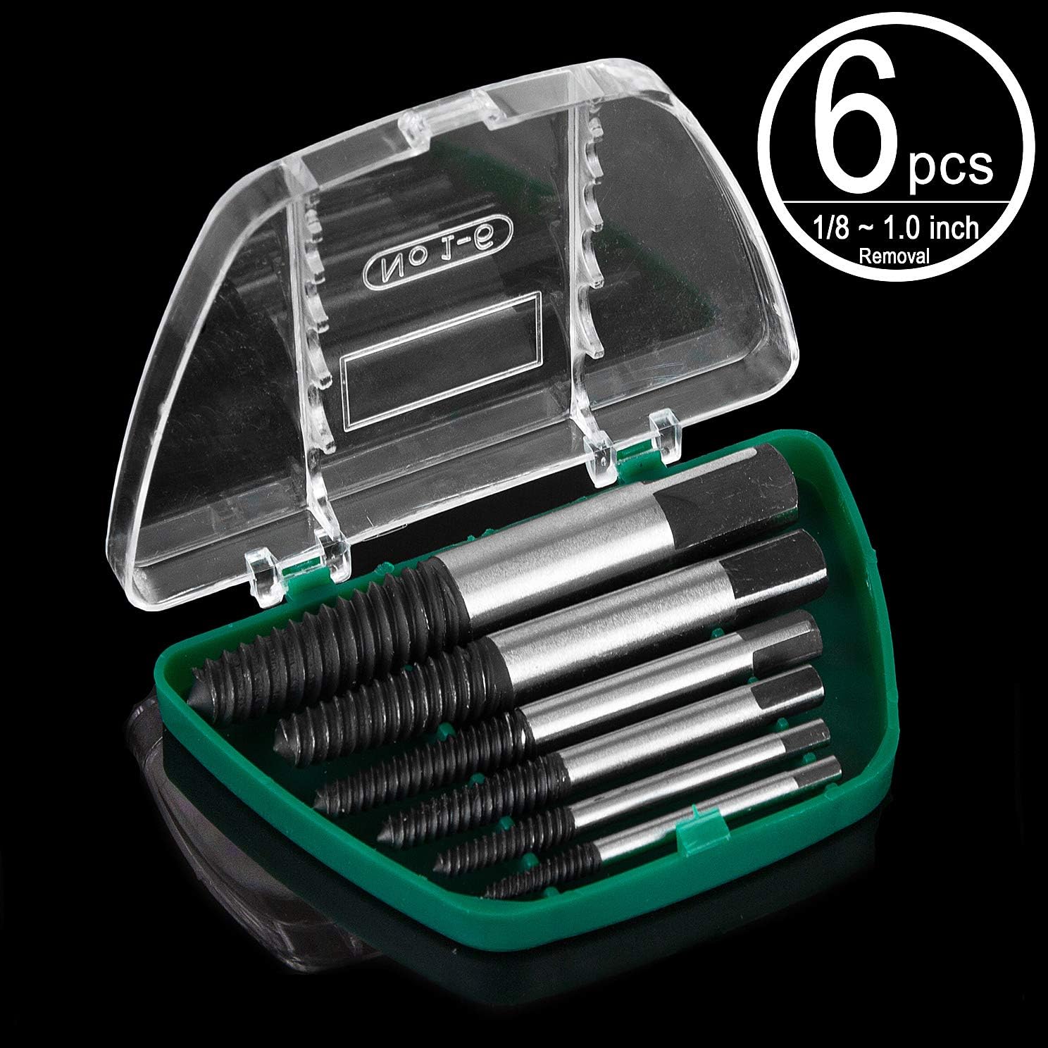 CenterZ 6pcs Stripped Screw Extractor/Damaged Bolt Remover Set - Ideal Left Hand Spiral Removal Tool Kit with Storage Case for 1/8 to 1 inch Thread Broken Stud, Screw, Bolt, Small Pipe Easy Back Out