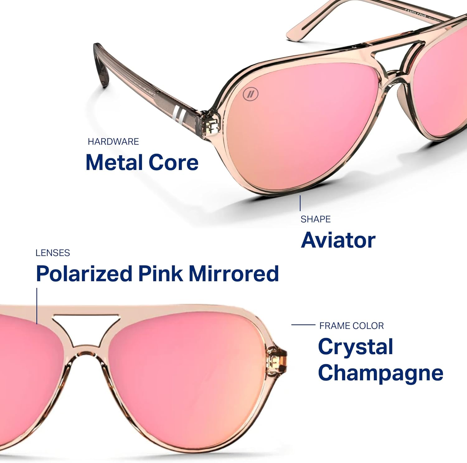 Blenders Eyewear Skyway – Polarized Sunglasses with Aviator Frames, Wrap-Around Silhouette – 100% UV Protection – For Women