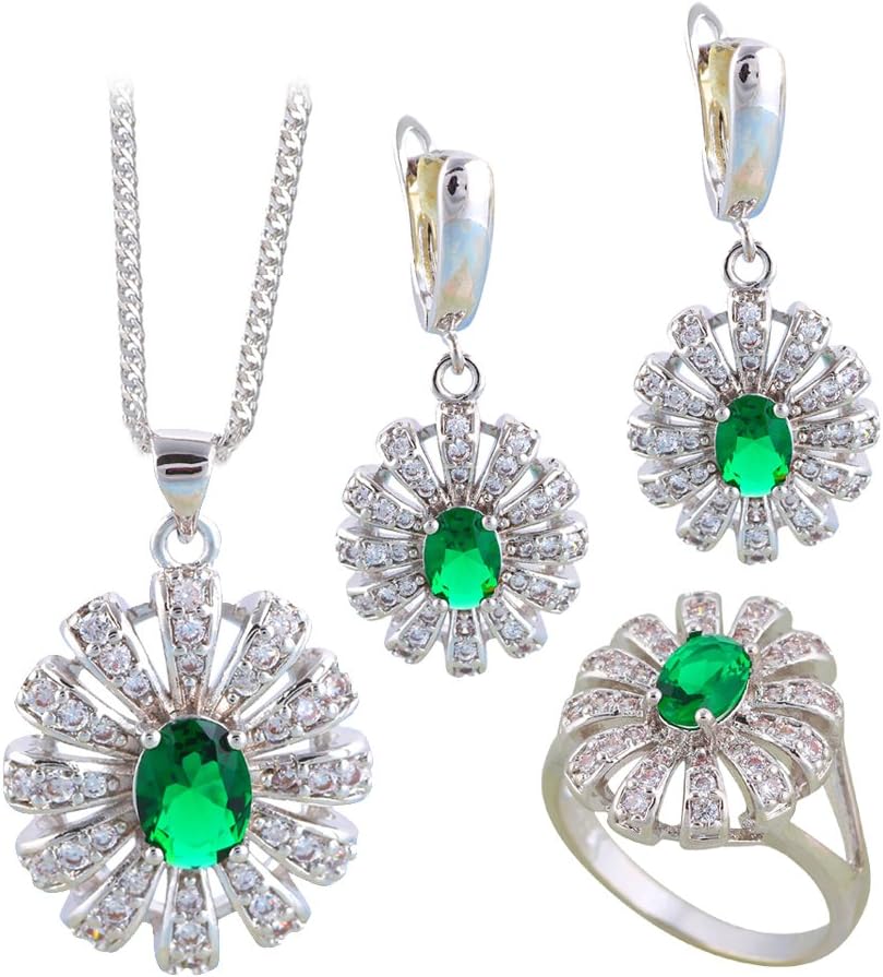 Green Peridot Silver Sets Earring /Necklace/Pendant/ Rings Fashion Jewelry for Lover JS685
