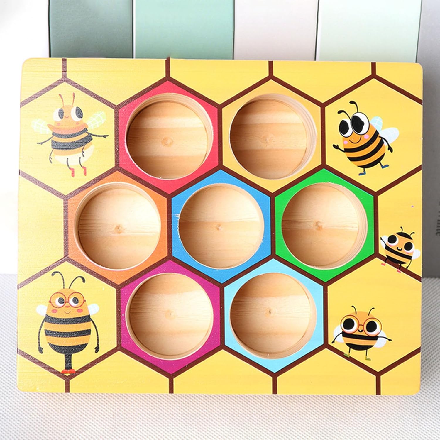 Clamp Bee to Hive Matching Game,Fine Motor Skill Development Toy - Wooden Bee Trap Color Sorting Game - for Kids Boys Girls Preschool Home Nursery Kindergarten Classroom Daycare Center Family Gatherin