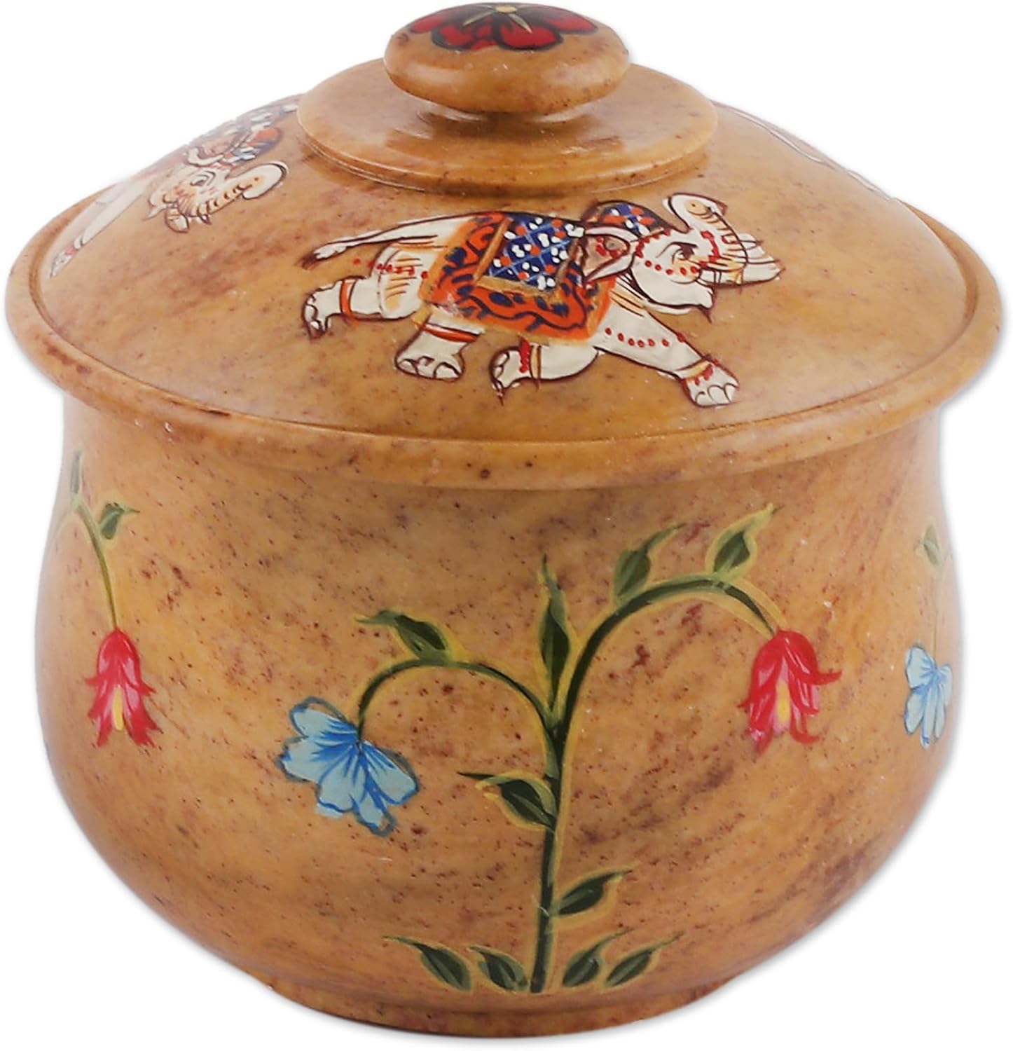 NOVICA Decorative Jar from India 'Garden Cheers'