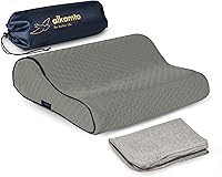 Vista 17 de alkamto Almohada de espuma viscoelástica cómoda para viajes y campamentos, bolsa portátil fácil de llevar, funda de almohada con regulación de Negro