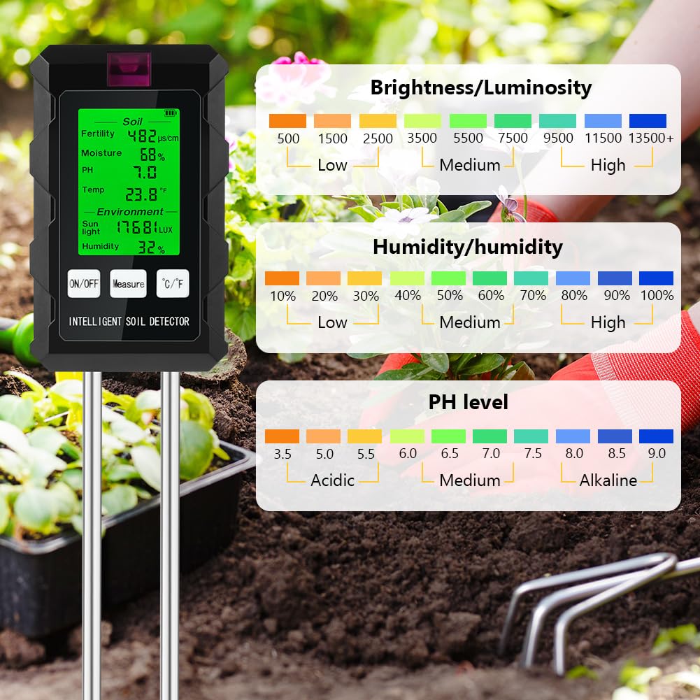 Tester Terreno 3 In 1 Portatile U273: PH, Umidità E Luce – Senza Batterie, Energia Solare