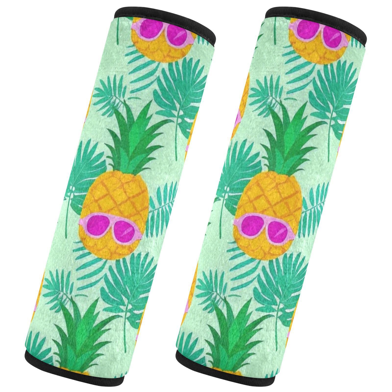 EtherSpher Summer Sunglasses Pineapple Palm Leaf Green car seat Neck Strap Covers, More Comfort Driving, car seat Neck Support for Sedan Bag Airplane accesorios para carro 2 Pack