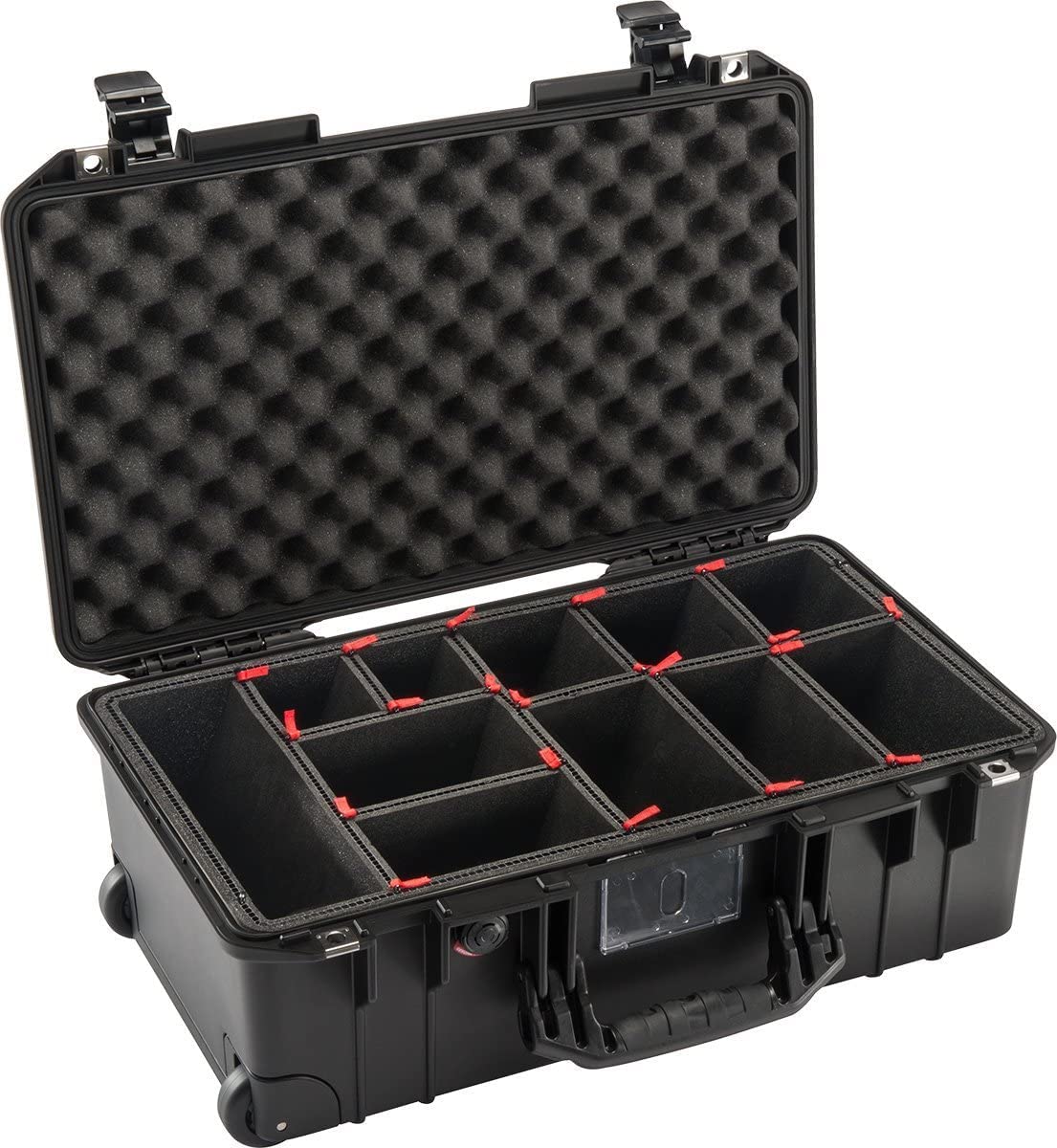 PELI 1535 Air lekka walizka ochronna na kółkach z wyposażeniem do aparatu, odporna na wodę i kurz, pojemność 27 l, z systemem podziału TrekPak (możliwość dopasowania), kolor: czarny