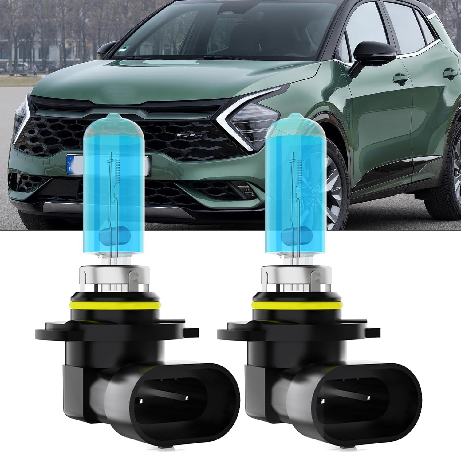 Upgraded Halogen Headlight Bulbs Fit For Kia Sportage 2017-2022,9005 H10 HB3 High Beam,Super Light 6000K White Halogen HeadLamp,Plug and Play,Replacement Headlights Bulbs,2-Pack