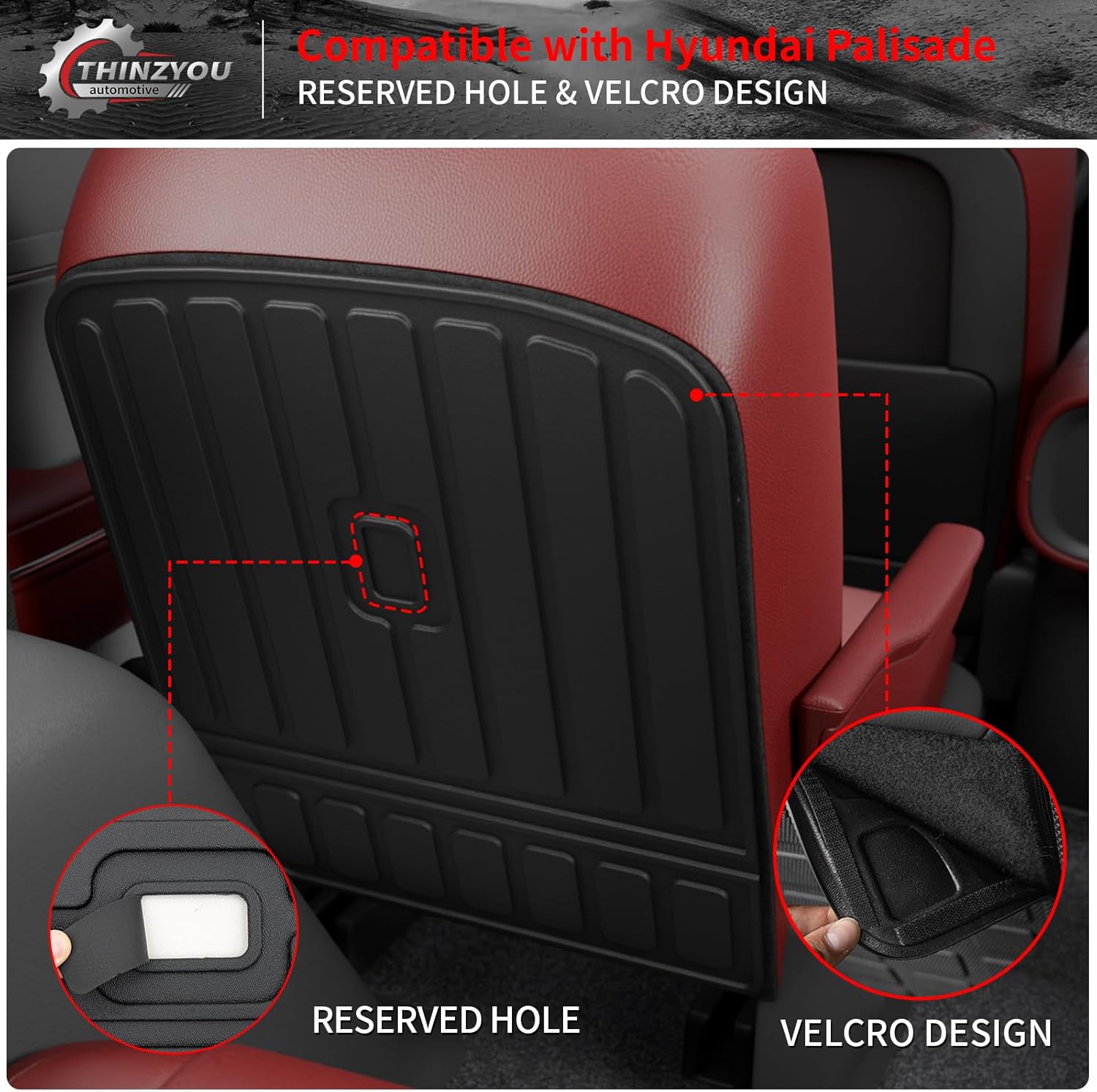 Kick Mats Compatible with 2026 Hyundai Palisade 7 Seats 2nd Row Captain Chairs Cargo Mat Trunk Mat TPE All Weather Back Seat Cover Protector Palisade Accessories (2nd Row Backrest Mats)