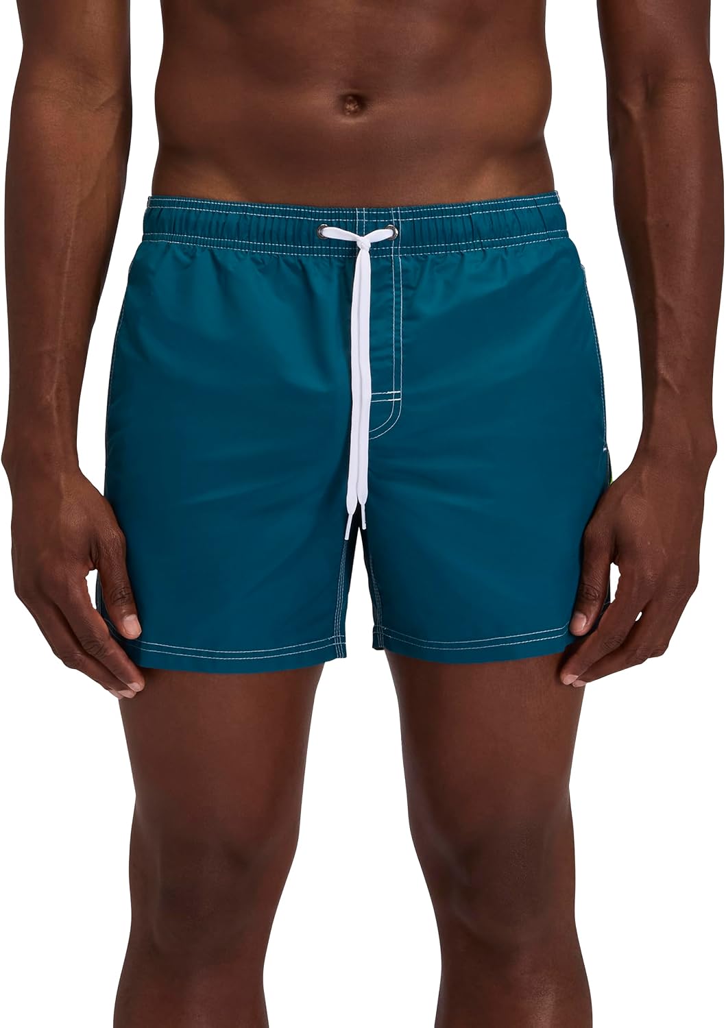 SUNDEK Mens Elastic Waist Boardshort, Swim Trunks 14" Length 5" Inseam