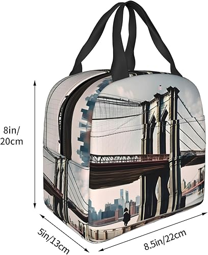 Miniatura 3 de Lonchera de trabajo, bolsa de almuerzo de viaje de Brooklyn Bridge para mujeres y hombres, contenedor de almuerzo aislado reutilizable de gran