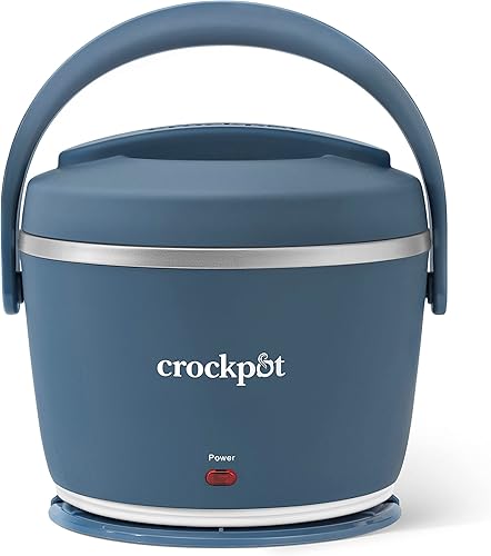 Miniatura 2 de Crockpot - Lonchera eléctrica, calentador de alimentos portátil para llevar, 20 onzas, azul desteñido y olla de cocción lenta manual ovalada de 7