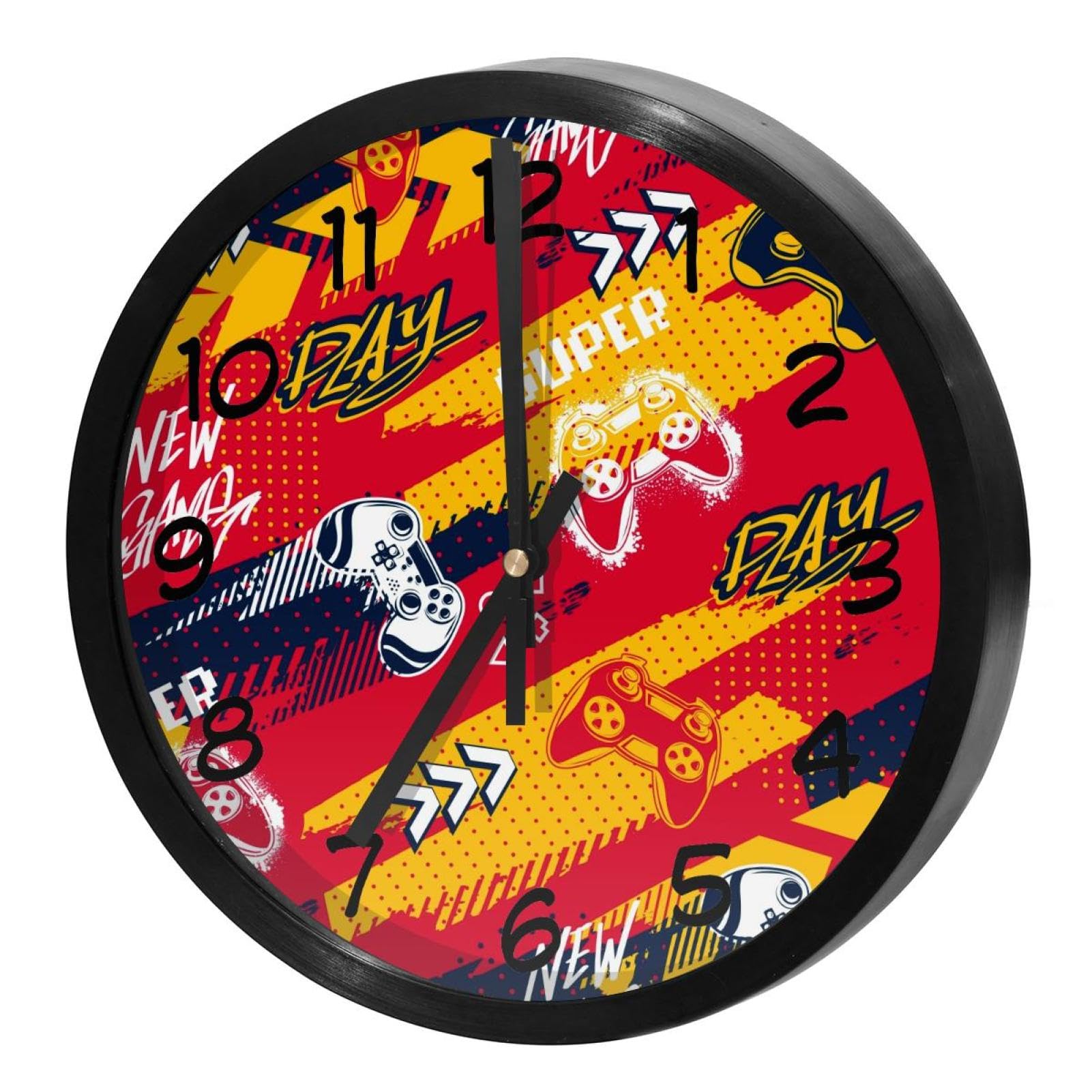 Horloge murale silencieuse rouge grunge quartz pour bureau et cuisine