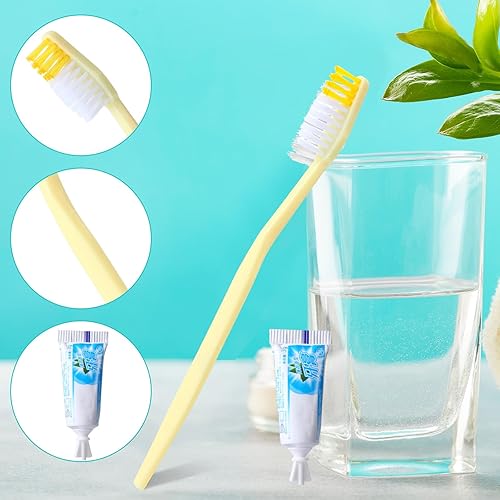 Miniatura 3 de meekoo Juego de 200 cepillos de dientes desechables con pasta de dientes envueltos individualmente, kit de cepillo de dientes de viaje para personas