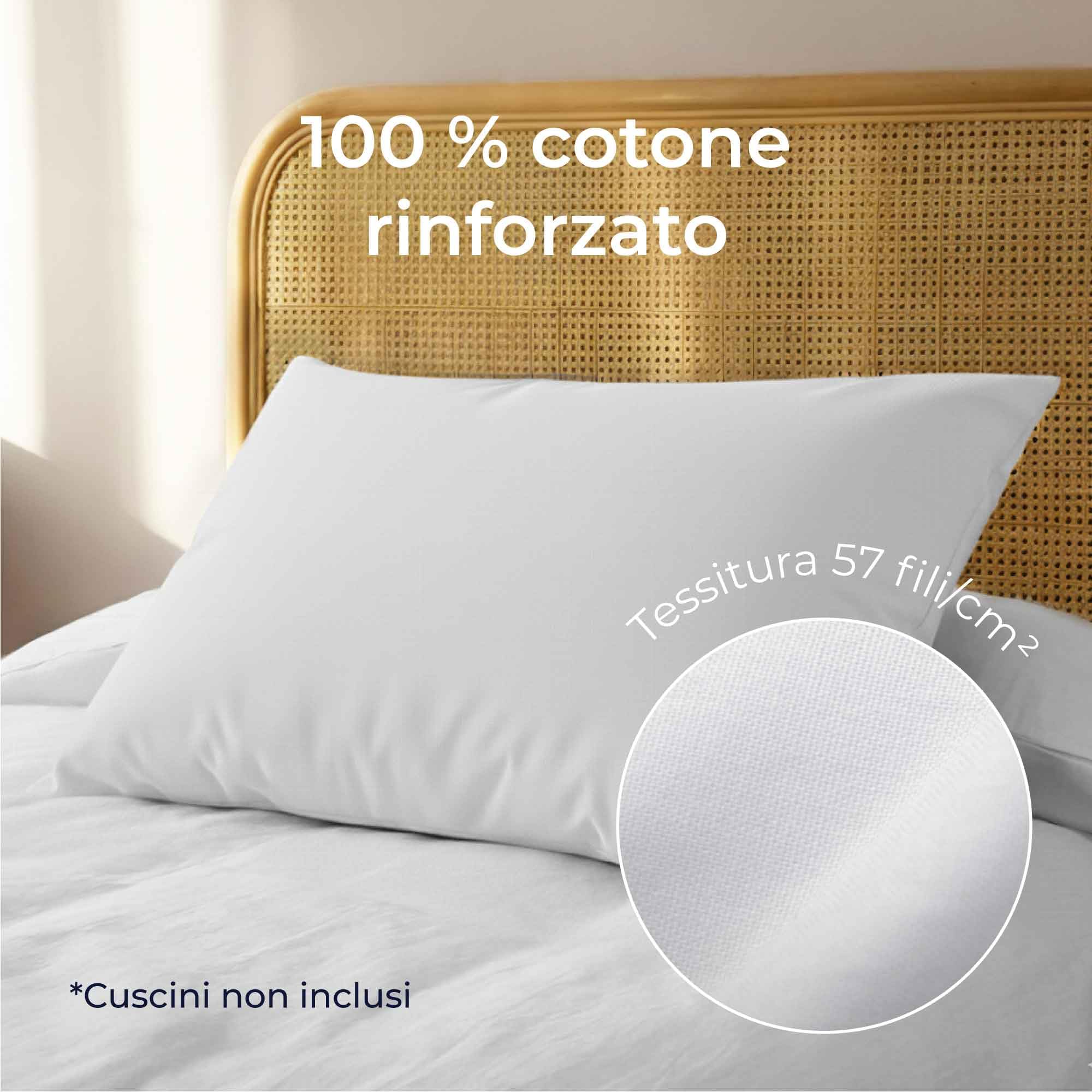 Federe 40x70 Cotone Rinforzato (Set da 2) - Bianco - Trama Fitta a 57 Fili/cm² - Federe Cuscini 40x70 cm - Federe Cuscino 40x70 Certificate Oeko Tex - Dreamzie