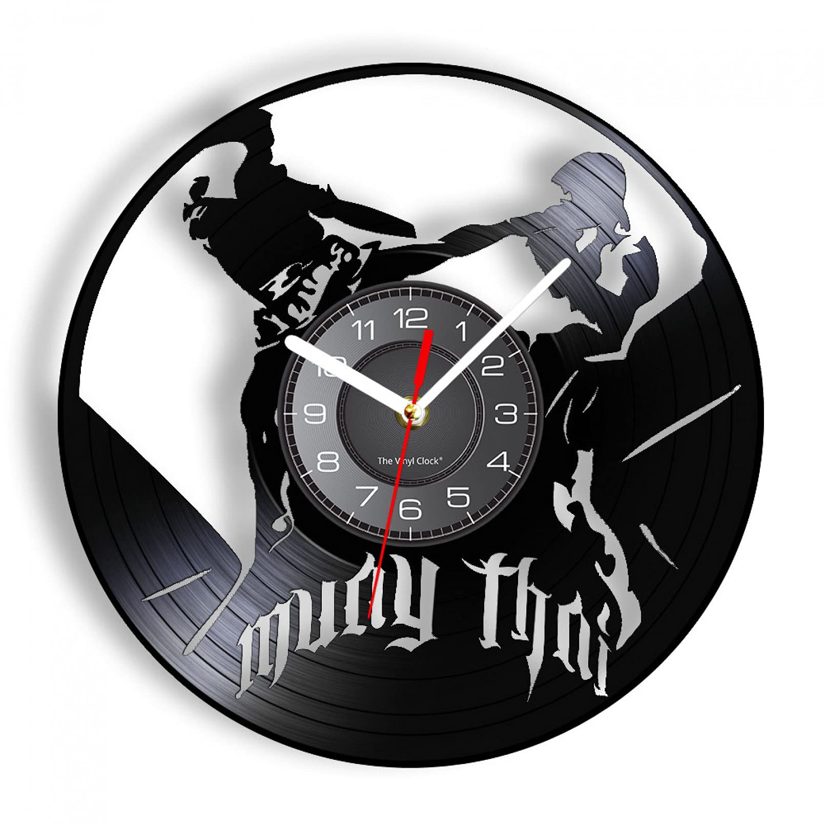 hxjie Muay Thai-Thai vinyl wall clock, vinyl record, art decoration, fighting gift, taekwondo Without LED