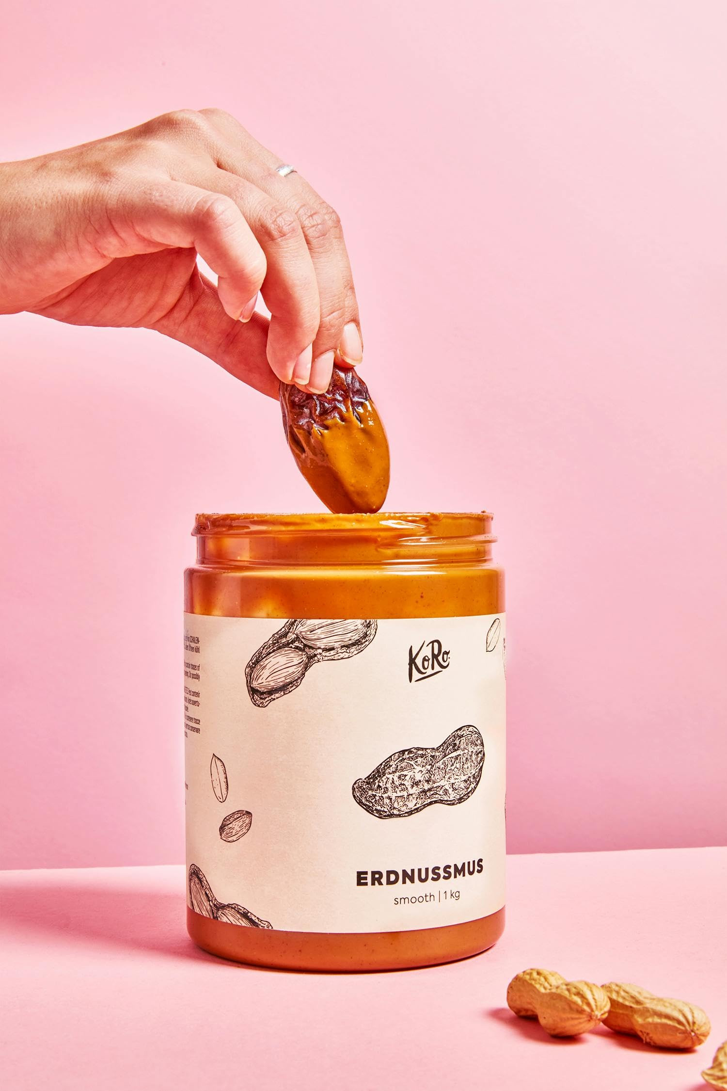 KoRo - Purée de cacahuètes - 2 x 1 kg - Consistance crémeuse - Sans sucre ajouté - Fabriquée à partir de cacahuètes torréfiées 100% sans graisse.