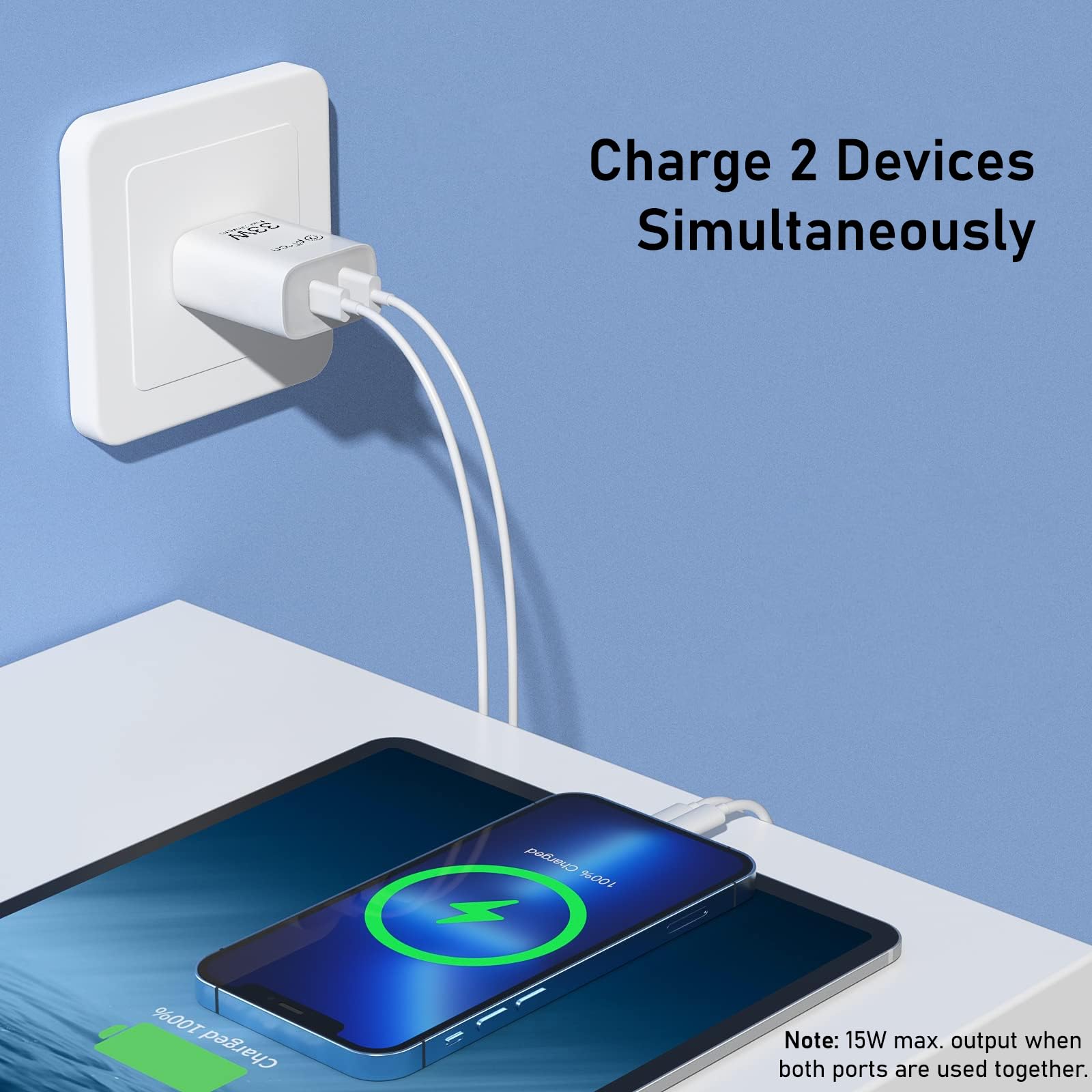 pTron 33W Dual Port Gan USB Type A Charger, Compatible with Samsung Superfast, Mi Soniccharge, Motorola Turbo Charger & MacBook Air, Volta Fc21 (White) 3
