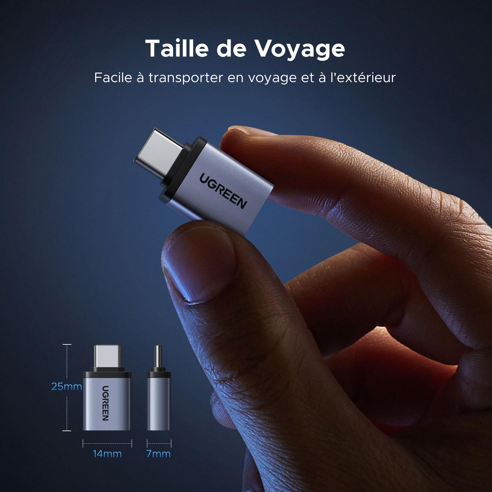 UGREEN Adaptateur USB C vers USB A 3.2 10Gbps OTG Lot de 4 Type-C Mâle vers Type-A Femelle Compatible iPhone 17 Pro Max Air 16 15 MacBook Air iMac iPad Galaxy Tab S9 S25