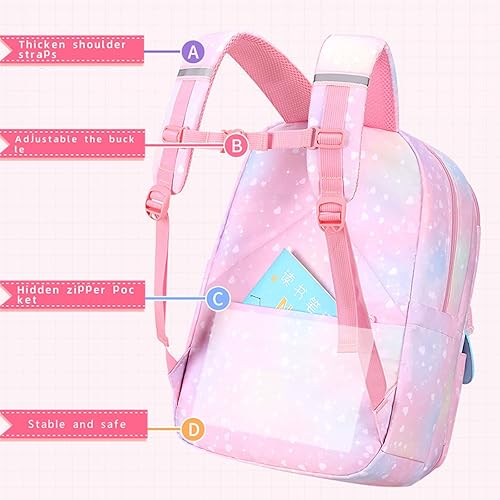 Miniatura 2 de Mochilas para niñas, mochila juvenil para niñas, mochila para niños con compartimentos, bolsa de escuela primaria para niñas, Rosado, Mochilas tipo