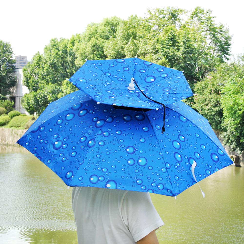 Irfora Chapeau parapluie double couche pliable pour homme et femme avec bandeau réglable pour la pêche, le camping, la randonnée