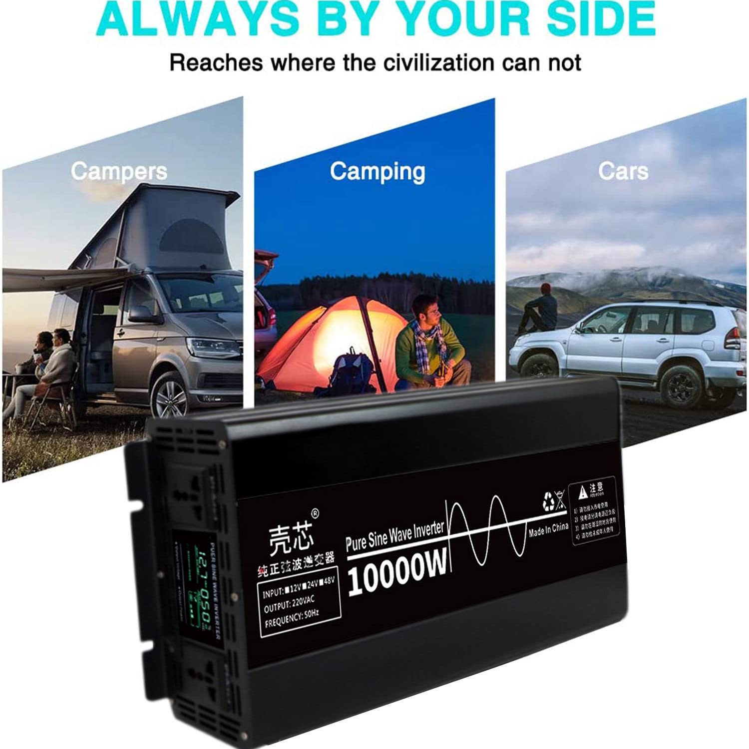 1600W/3000W/3500W/4500W/7000W/10000W samochód czysta fala sinusoidalna przetwornica napięcia falownik samochodowy 12V/24V/48V/60V do 220V/230V konwerter przetwornica,1600W-48V